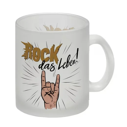 SPEECHEESE Glastasse Rock das Leben Kaffeetasse Geschenkidee