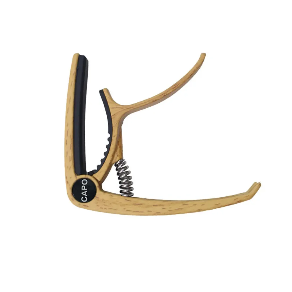 INF Kapodaster Zinklegierung für Akustikgitarren helle Holzfarbe