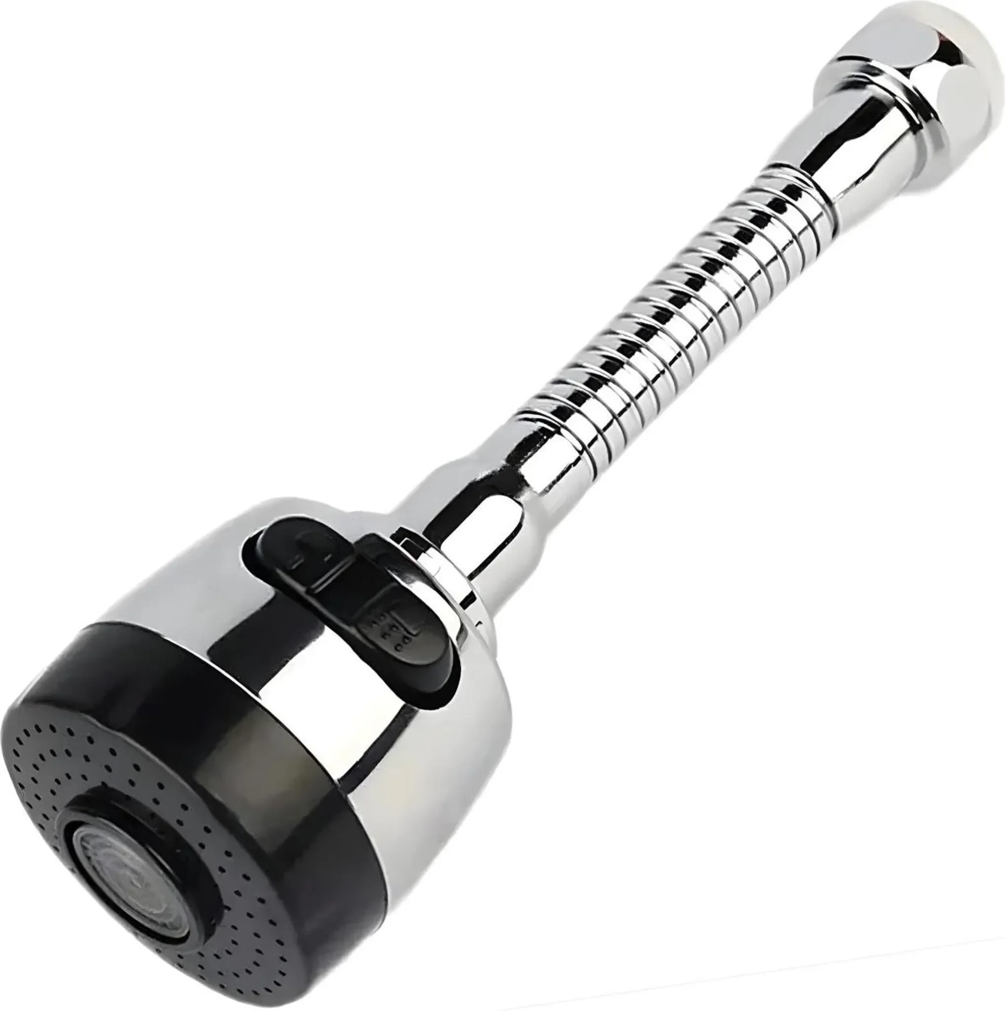 Sparender Wasserhahnaufsatz – 360° drehbar, Silber/Schwarz