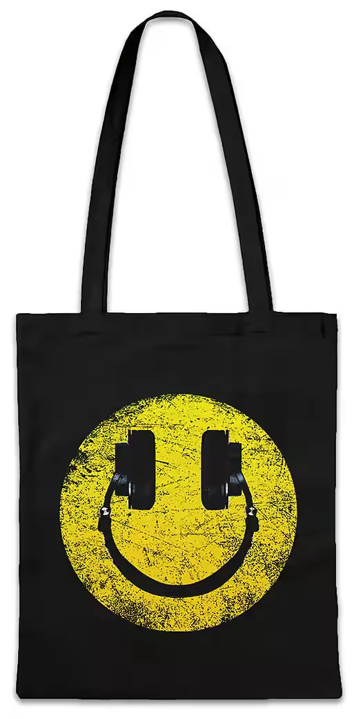 URBAN BACKWOODS Beuteltasche Stofftasche Headphones Smile Hip Hop