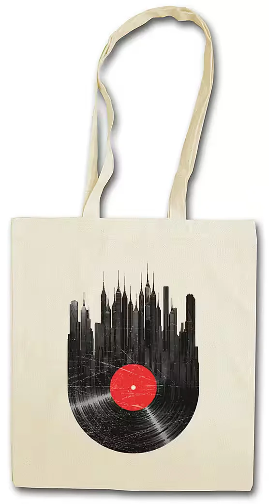 URBAN BACKWOODS Stofftasche Recordl City Schallplatte Motiv 1tlg