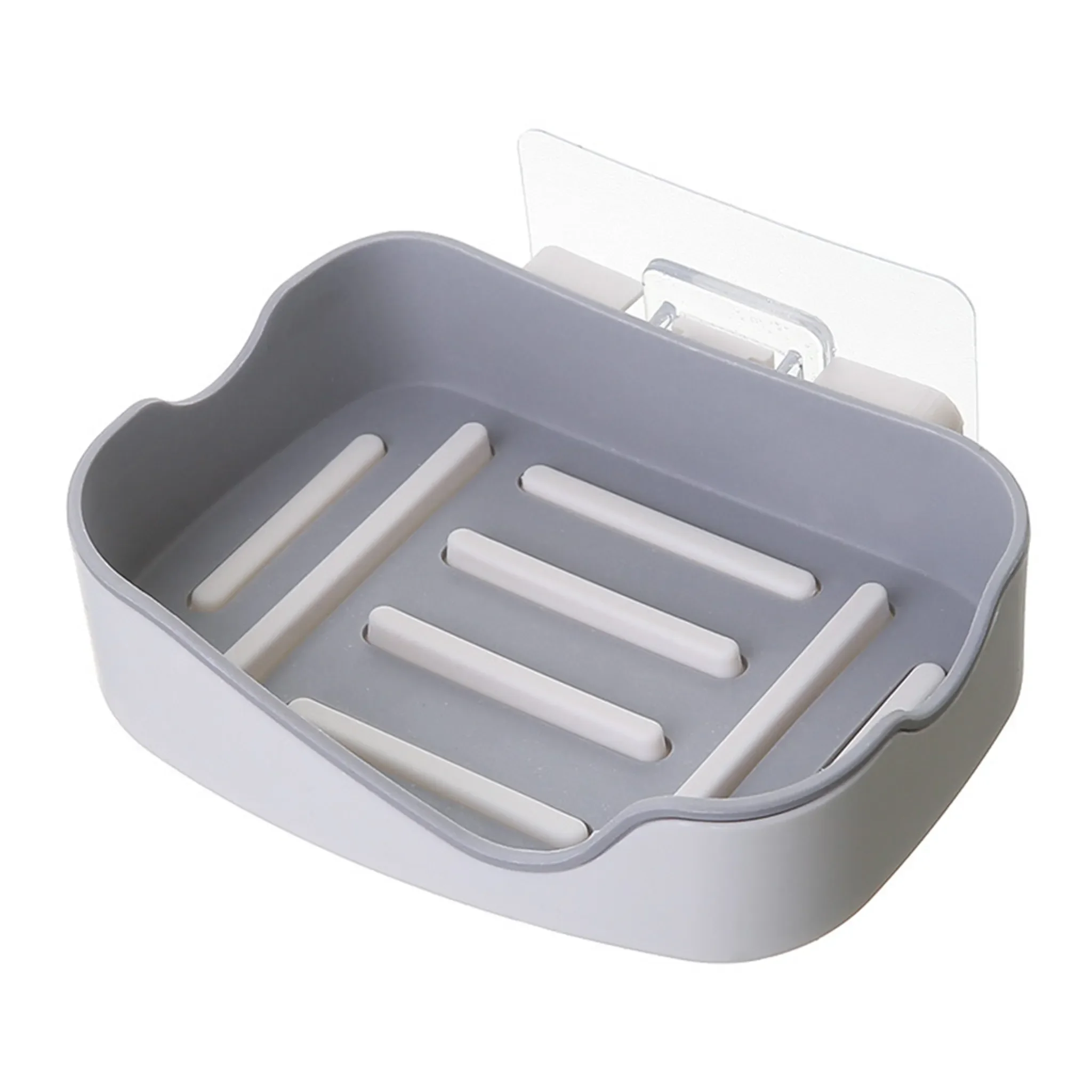 Wand-Seifenregal mit Abfluss – selbstklebend, grau