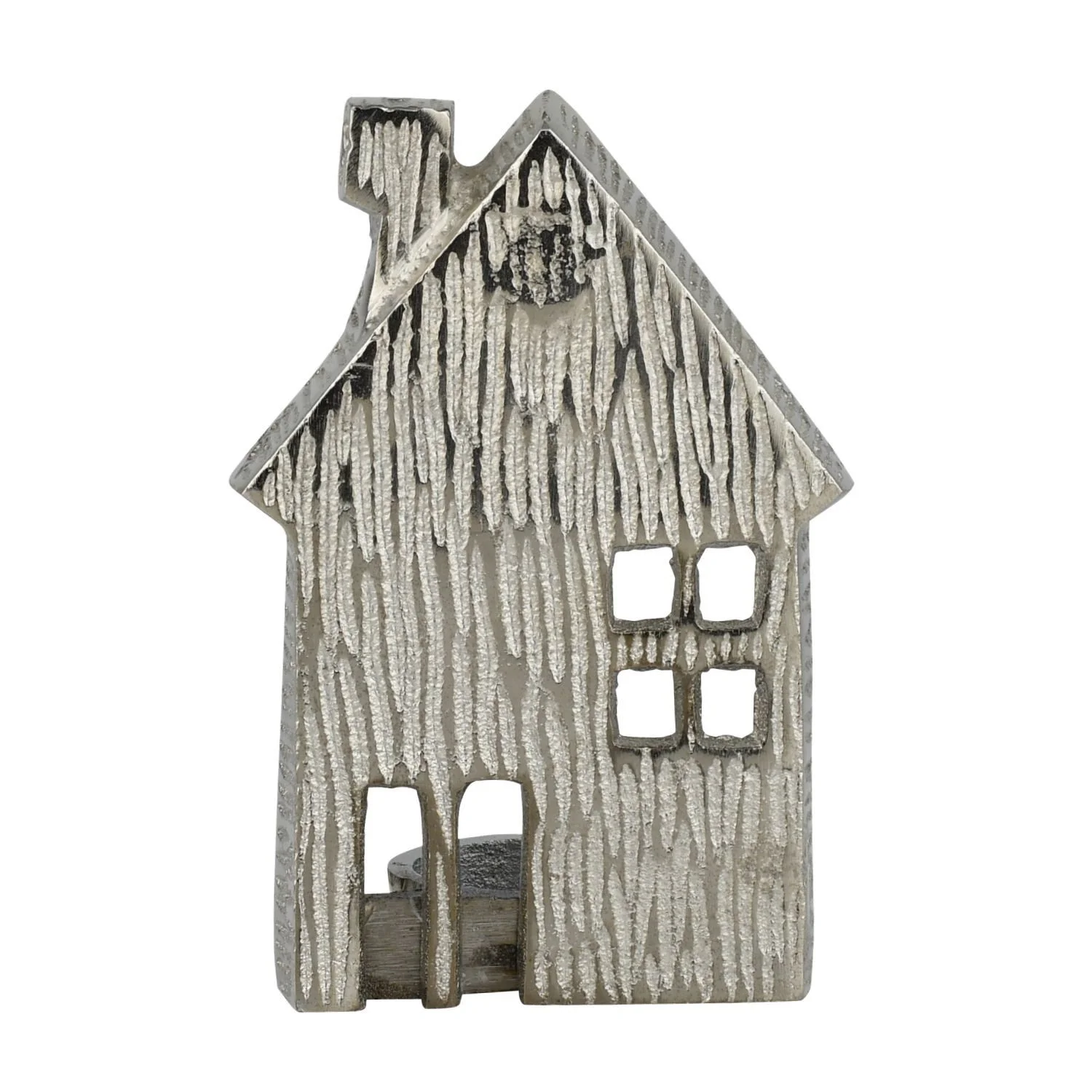 Teelichthalter „Lichthäuser Caledon“ klein – H 14 cm, Silber