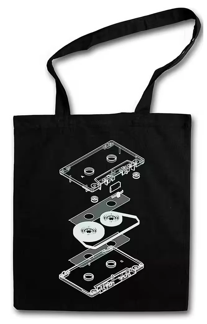 URBAN BACKWOODS Stofftasche Beuteltasche 80s Audiokassette Explosion