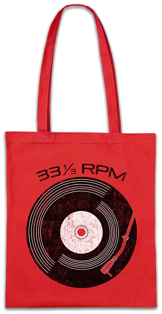 URBAN BACKWOODS Beuteltasche 33 RPM Stofftasche Retro Schallplatte