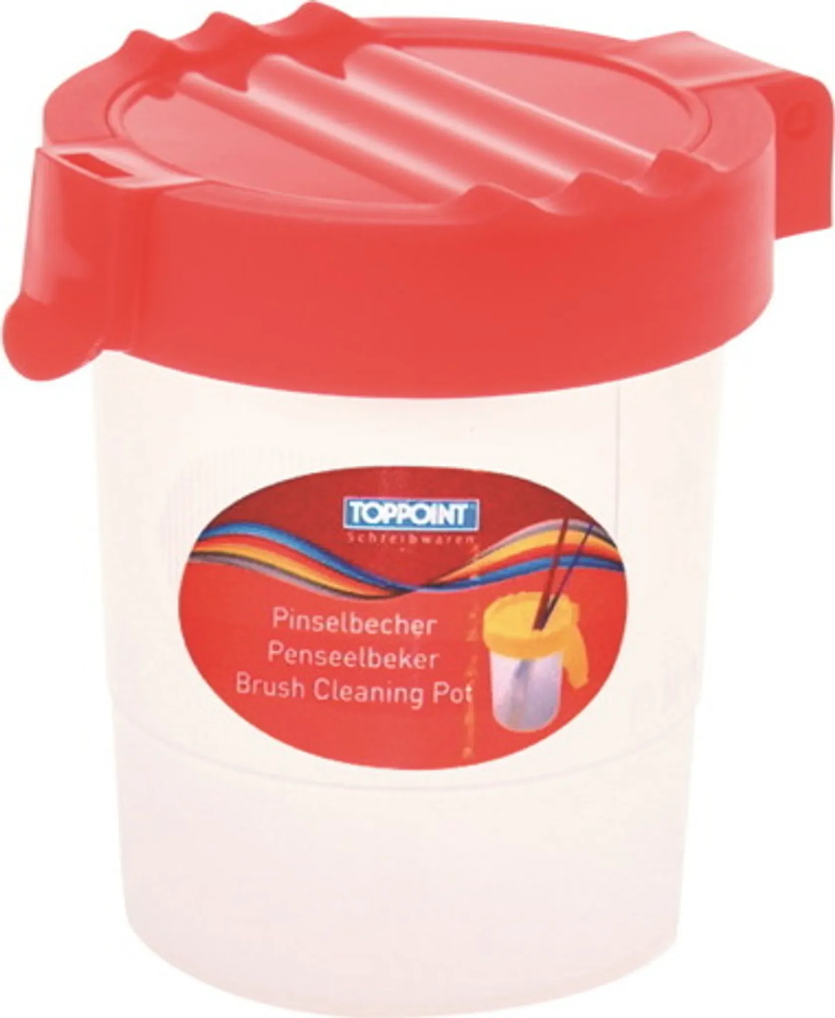 Pinselbecher mit Deckel – Rot