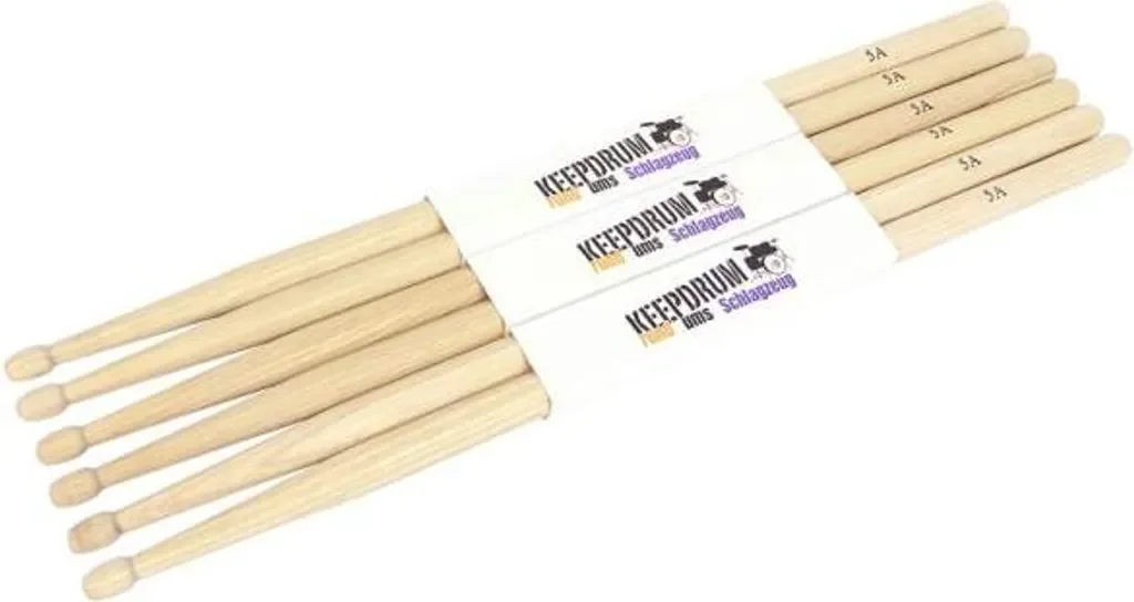 keepdrum 5A Drumsticks Hickory, 3 Paar mit Stickbag