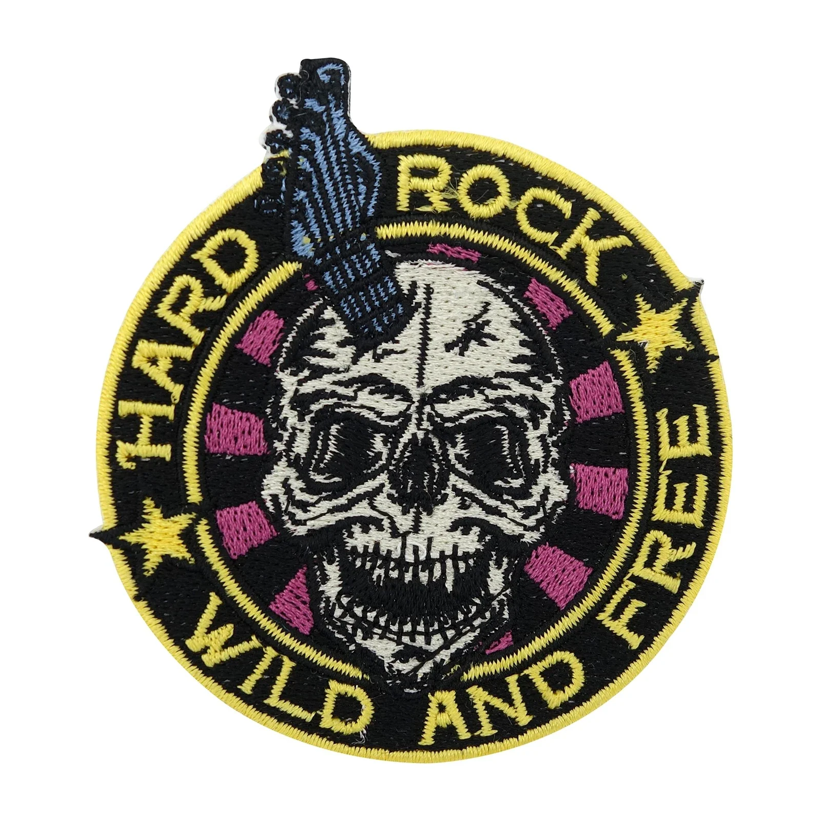 Hard Rock Wild and Free Totenkopf Aufbügler Rocker Gitarren Patch