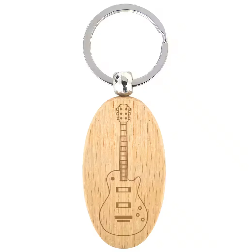 KEEPDRUM Schlüsselanhänger oval mit E-Gitarren-Motiv, 1-tlg.