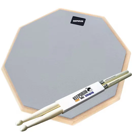 KEEPDRUM DP-GY12 Drum Practice Pad Grau 12 Zoll inkl. Drumsticks