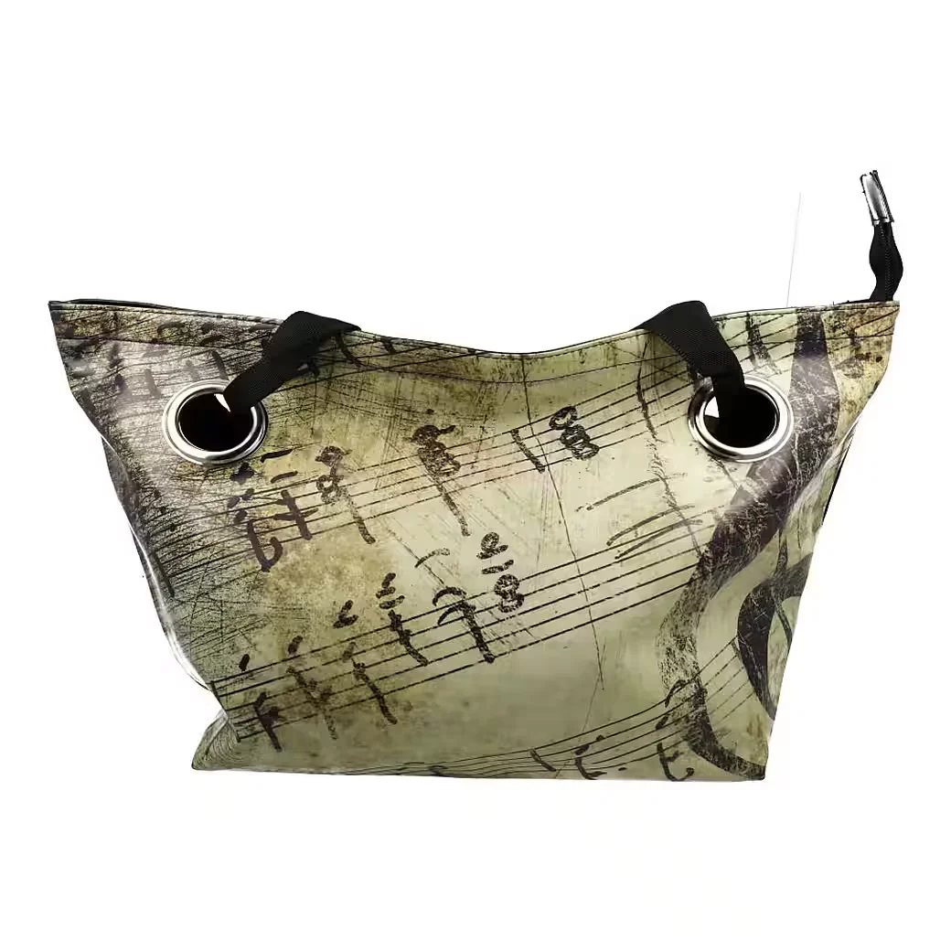 MUGESH Tragetasche Handtasche mit Musiknoten Motiv für Musiker