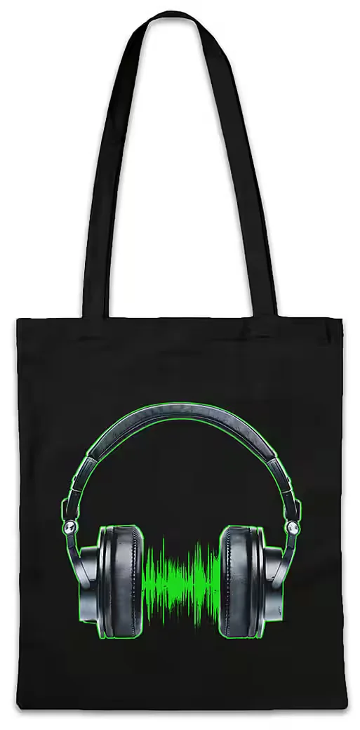 URBAN BACKWOODS Stofftasche Headphones Waveform Beuteltasche DJ HipHop