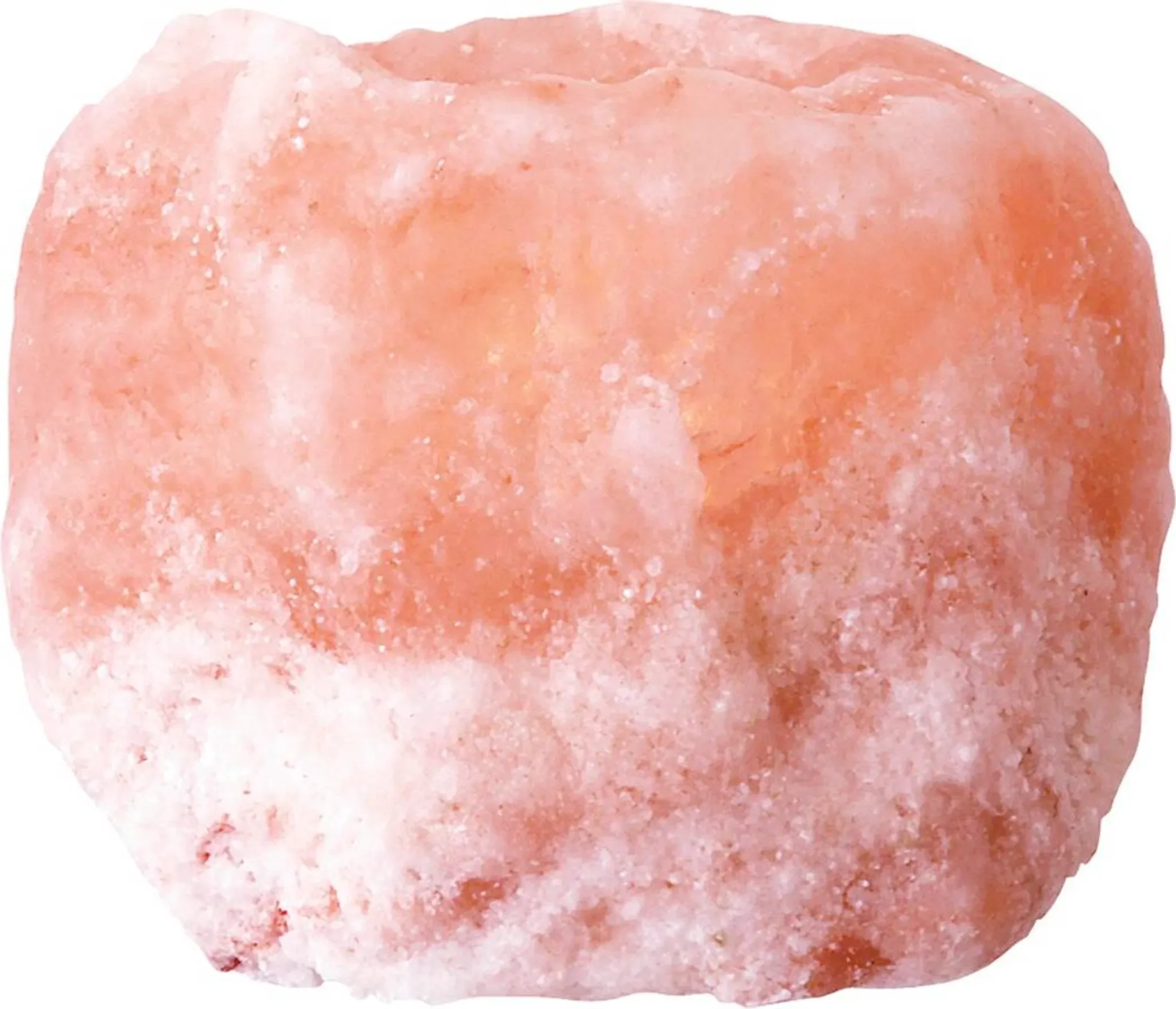 Dekoleuchte „Rock“ aus Steinsalz – Orange-Rot, rund