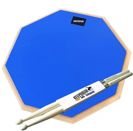 KEEPDRUM DP-BL12 Schlagzeug Übungspad 12 Zoll Blau mit Drumsticks