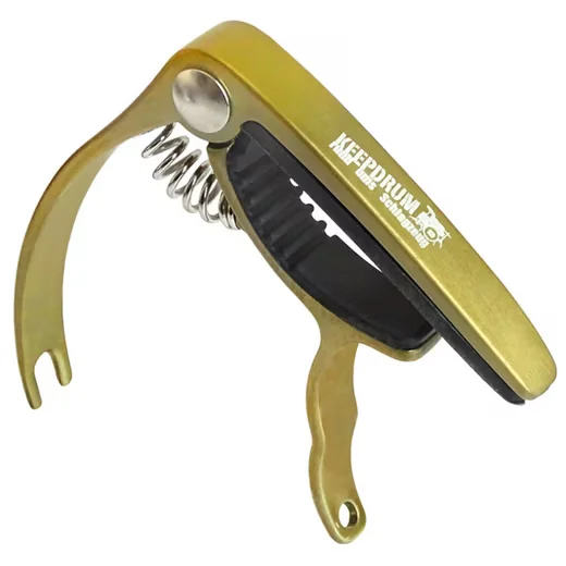 KEEPDRUM Kapodaster E-Gitarre Gold mit Saitenkurbel Sparset, einhändig