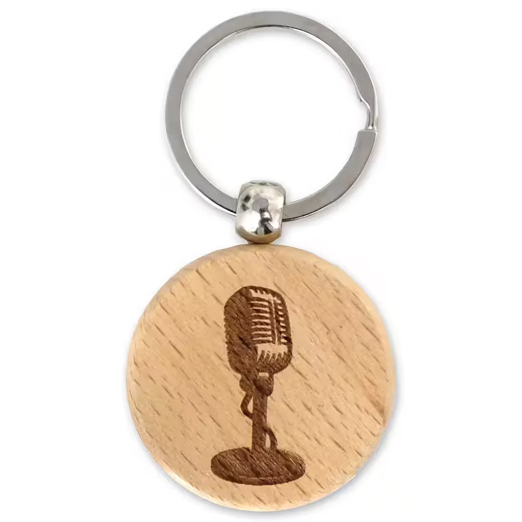 KEEPDRUM Schlüsselanhänger rund mit Mikrofon Motiv 1 tlg für Musiker