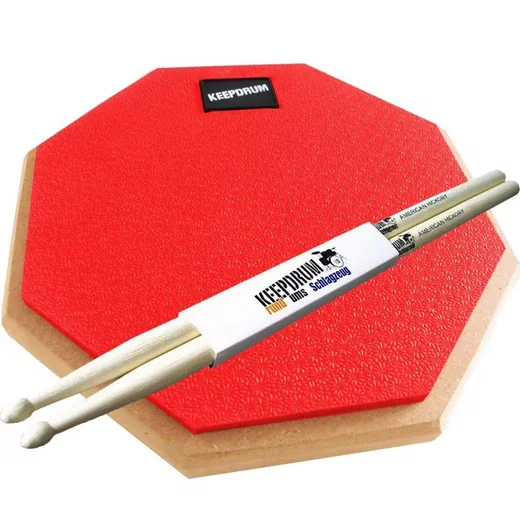 KEEPDRUM DP-RD Übungspad Schlagzeug Practice Pad mit Drumsticks