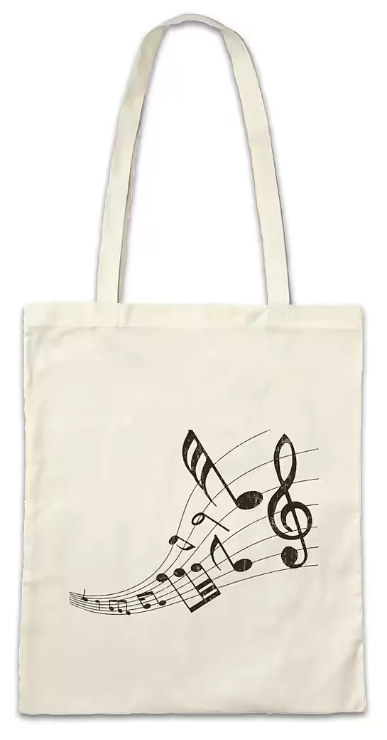 URBAN BACKWOODS Stofftasche Music Notes Notenschlüssel für Musiklehrer